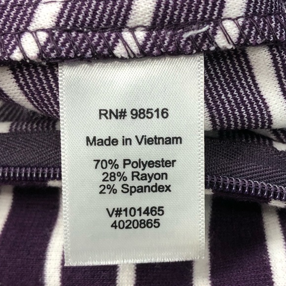Coldwater Creek Women’s Midi dress Stripe 3/4 sleeves Purple and Cream 6 - Picture 6 of 7